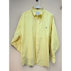 Brooks Brothers Thomas Mason Yellow Stripe Preppy Shirt XL USA